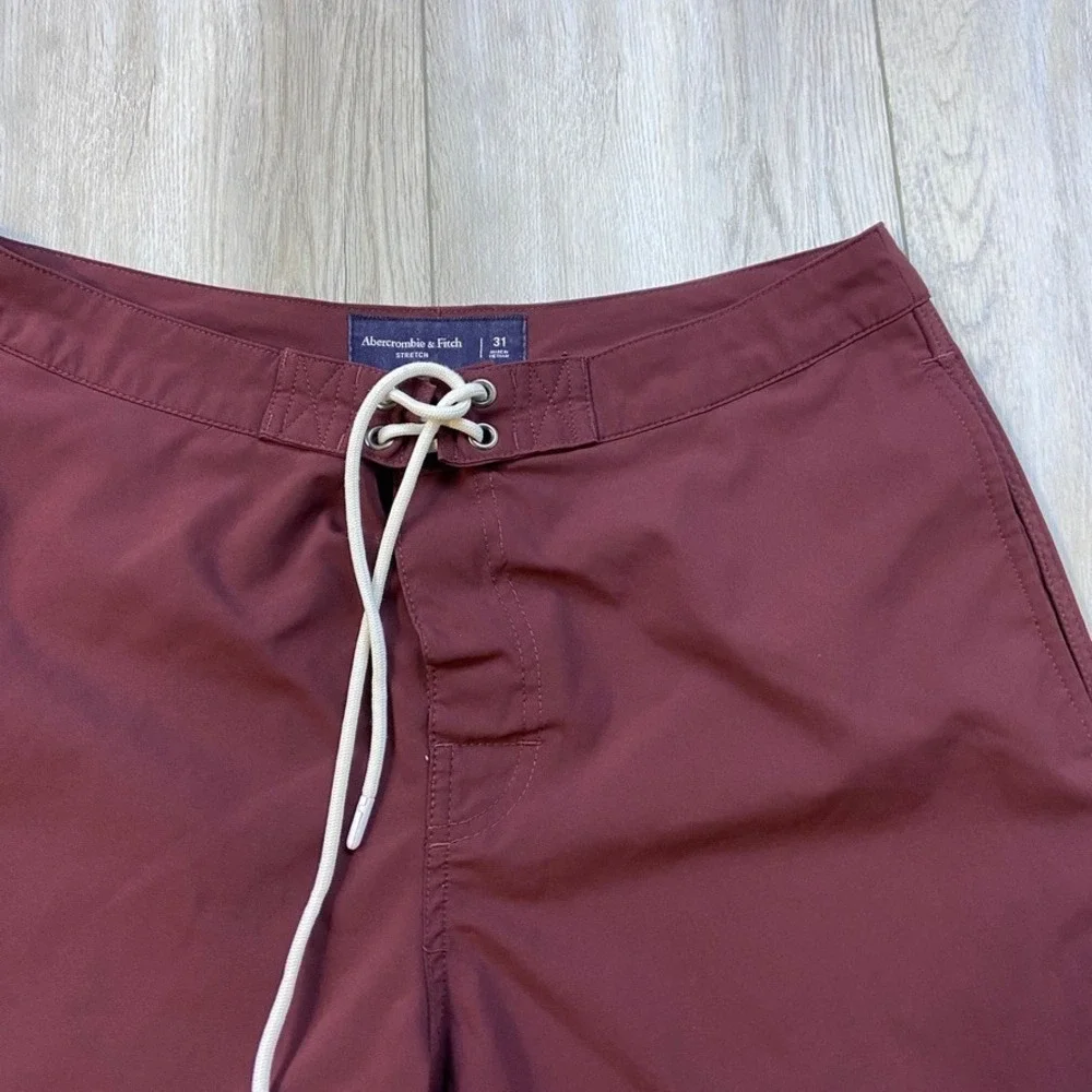 Abercrombie & Fitch Swim Shorts Mens Size 31 Red Beach Preppy Drawstring Trunks